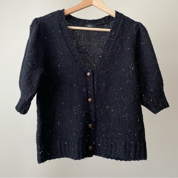 Rails Isla Confetti Wool Blend Sweater Knit Cardigan Puff Sleeve Size Small S - Picture 2 of 10
